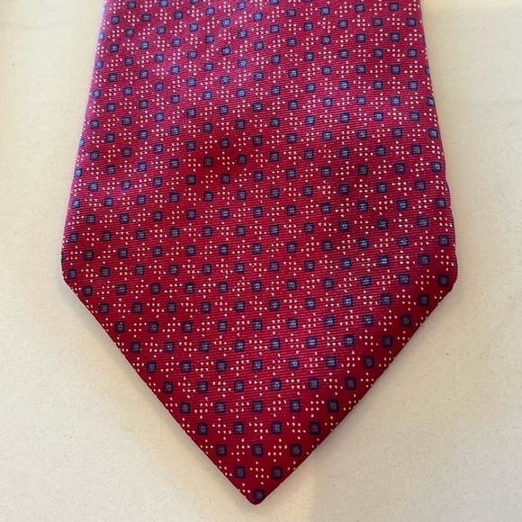 Christian Dior Geometric Silk Necktie Red - Picture 2 of 5